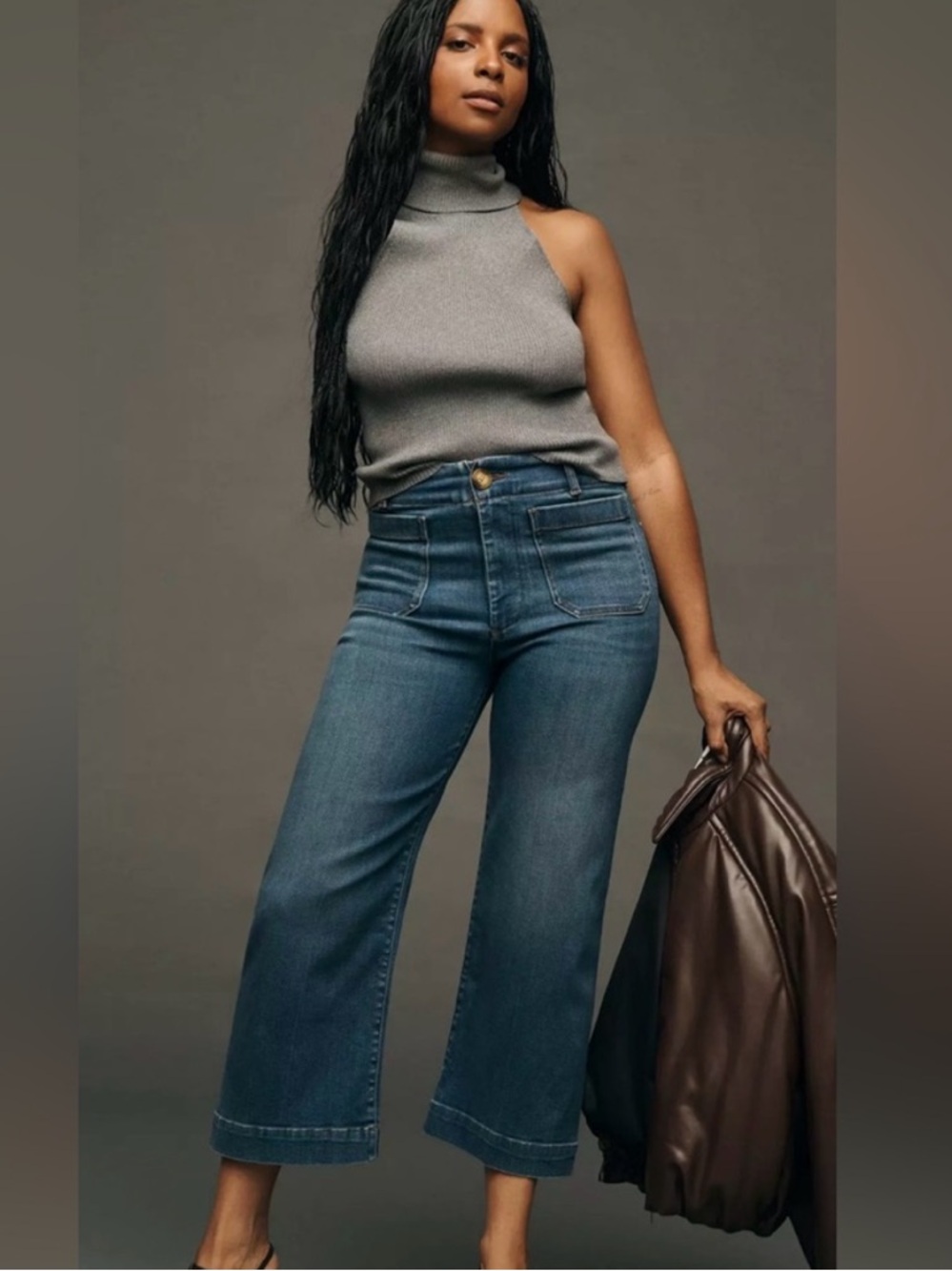 Maeve The Colette Denim High-Rise Cropped Wide-Leg Jeans Size 33 Anthropologie